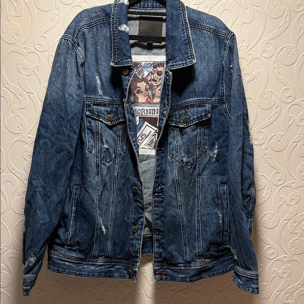 Blank NYC Men’s Distressed Blue Denim Jacket